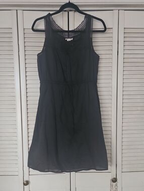 Converse Washed Black Sleeveless Midi Dress with Lace Yoke
